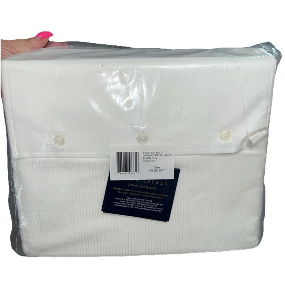 Ralph Lauren Organic Cotton Lovan Jacquard Duvet Cover F/Q Studio